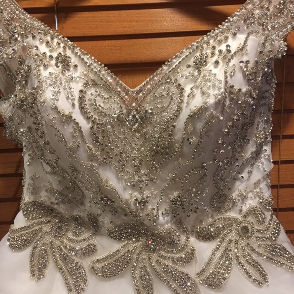 Gorgeous rhinestone beaded tulle wedding dress - Picture 5 of 8